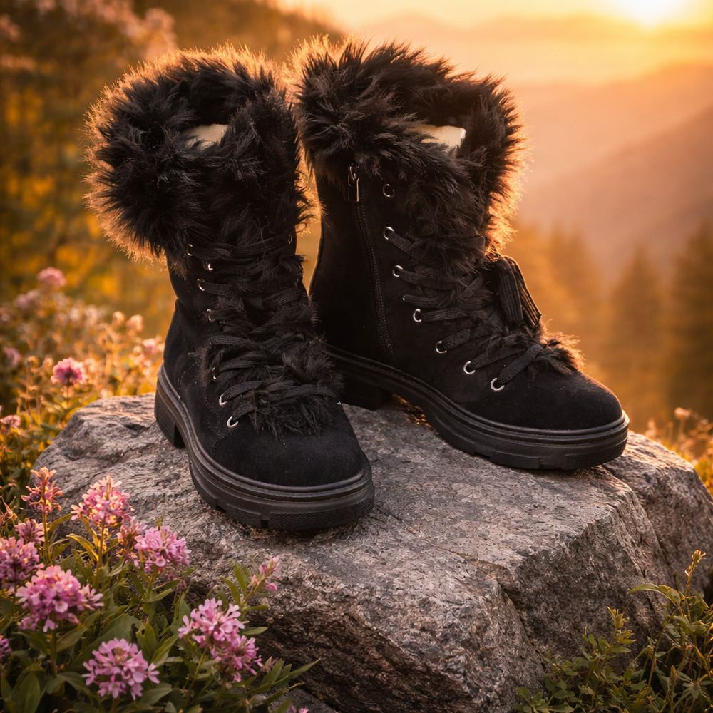 Bamboo Puzzle-04 Faux Fur/Suede Winter Boots Size 9